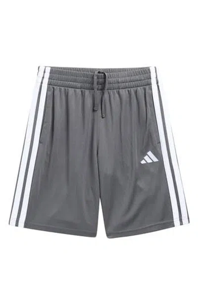 Adidas Originals Adidas Kids' Core 3-stripes Mesh Shorts In Gray