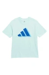 Adidas Originals Adidas Kids' Cotton Jersey 3-bar Logo T-shirt In Aqua