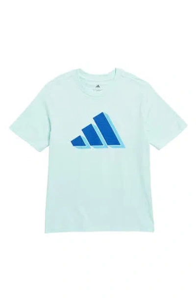 Adidas Originals Adidas Kids' Cotton Jersey 3-bar Logo T-shirt In Aqua
