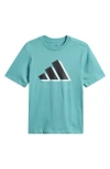 Adidas Originals Adidas Kids' Cotton Jersey 3-bar Logo T-shirt In Green