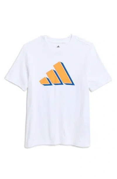 Adidas Originals Adidas Kids' Cotton Jersey 3-bar Logo T-shirt In White