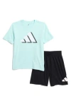 Adidas Originals Adidas Kids' Cotton Jersey T-shirt & Mesh Shorts Set In Aqua