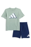 Adidas Originals Adidas Kids' Cotton Jersey T-shirt & Mesh Shorts Set In Green