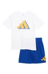 Adidas Originals Adidas Kids' Cotton Jersey T-shirt & Mesh Shorts Set In White W/blue