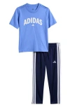 Adidas Originals Adidas Kids' Cotton Jersey T-shirt & Tricot Joggers Set In Blue