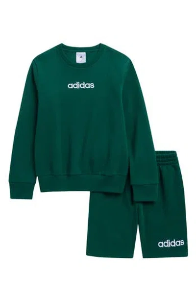 Adidas Originals Adidas Kids' Crew Sweater & Shorts Set In Green