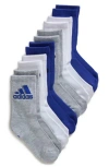 Adidas Originals Adidas Kids' Cushioned 2.0 6-pack Crew Socks In Lucid Blue/heather/white