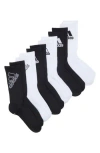 Adidas Originals Adidas Kids' Cushioned 2.0 6-pack Crew Socks In White/black