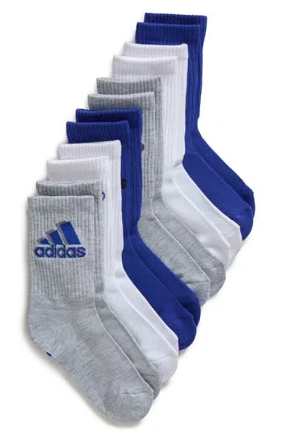Adidas Originals Adidas Kids' Cushioned 2.0 6-pack Crew Socks In Medium Blue