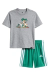 Adidas Originals Adidas Kids' Essential Graphic T-shirt & Shorts Set In Grey Heather