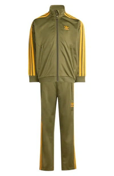 Adidas Originals Adidas Kids' Firebird Recycled Polyester Track Jacket & Pants Set In Green