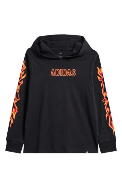 Adidas Originals Adidas Kids' Flame Graphic Long Sleeve Hooded T-shirt In Multi