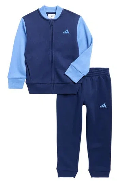 Adidas Originals Adidas Kids' Fleece Bomber Jacket & Joggers Set In Blue