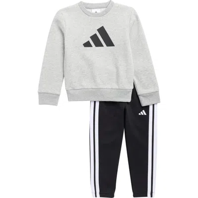 Adidas Originals Adidas Kids' Fleece Graphic Pullover & Track Pants Set In Gray