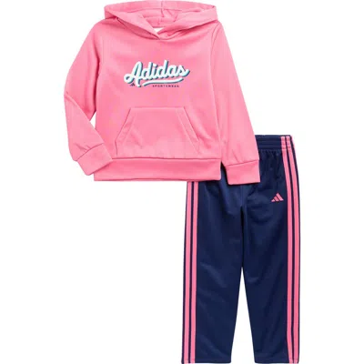 Adidas Originals Adidas Kids' Fleece Pullover Hoodie & Track Pants Set In Blue