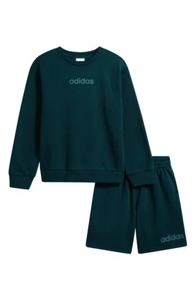 Adidas Originals Adidas Kids' Fleece Pullover Sweater & Shorts Set In Green