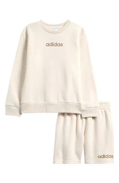 Adidas Originals Adidas Kids' Fleece Pullover Sweater & Shorts Set In Neutral