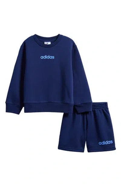 Adidas Originals Adidas Kids' Fleece Pullover Sweater & Shorts Set In Blue