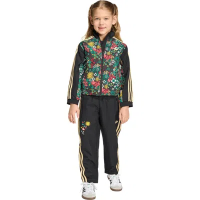 Adidas Originals Adidas Kids' Floral Print Track Jacket & Pants Set In Black