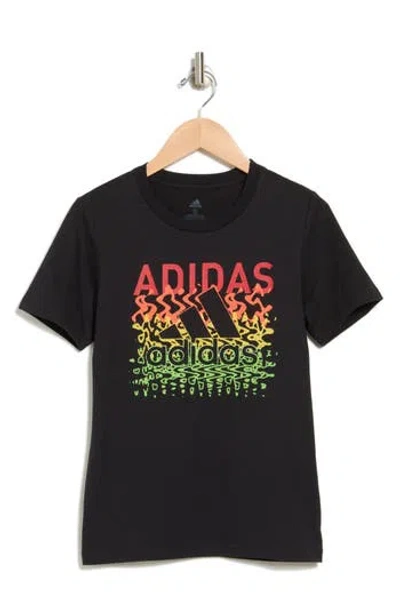 Adidas Originals Adidas Kids' Glitchy Cotton Graphic T-shirt In Black Multi