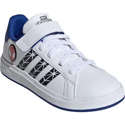 Adidas Originals Adidas Kids' Grand Court Spider-man Sneaker In White/black/royal Blue