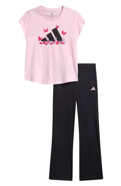 Adidas Originals Adidas Kids' Graphic T-shirt & Flare Pants Set In Pink