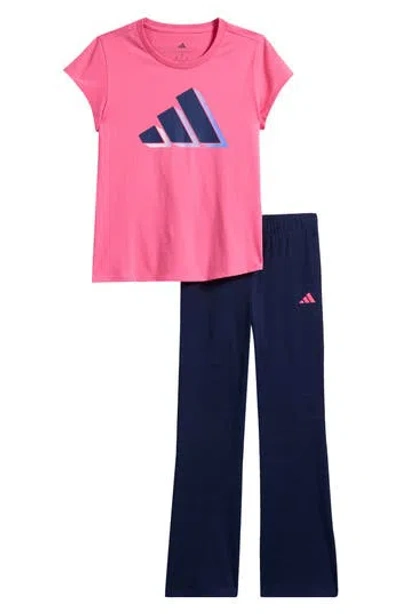 Adidas Originals Adidas Kids' Graphic T-shirt & Flare Pants Set In Pink