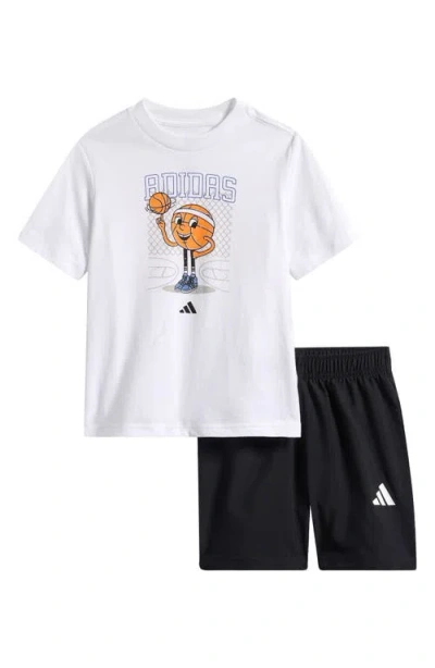 Adidas Originals Adidas Kids' Graphic T-shirt & Shorts Set In White