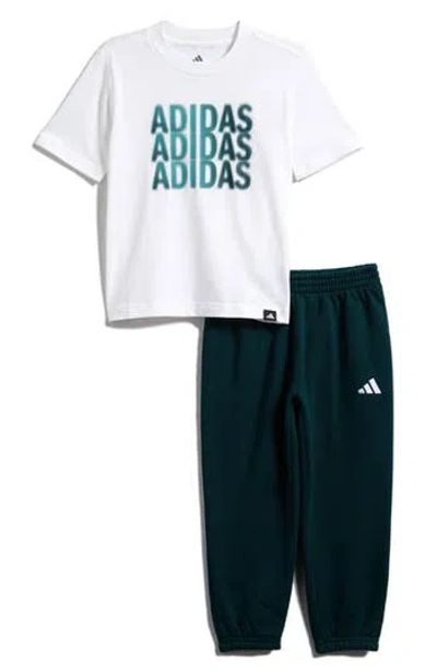 Adidas Originals Adidas Kids' Graphic T-shirt & Sweatpants Set In White