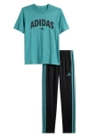 Adidas Originals Adidas Kids' Graphic T-shirt & Tricot Pants Set In Green