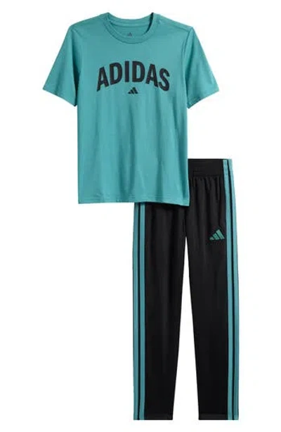 Adidas Originals Adidas Kids' Graphic T-shirt & Tricot Pants Set In Green