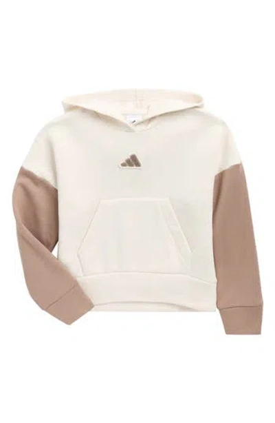 Adidas Originals Adidas Kids' Logo Colorblocked Fleece Hoodie In Neutral