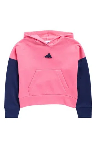 Adidas Originals Adidas Kids' Logo Colorblocked Fleece Hoodie In Pink