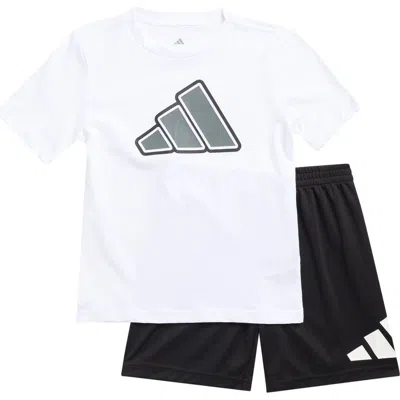 Adidas Originals Adidas Kids' Logo T-shirt & Woven Shorts Set In White
