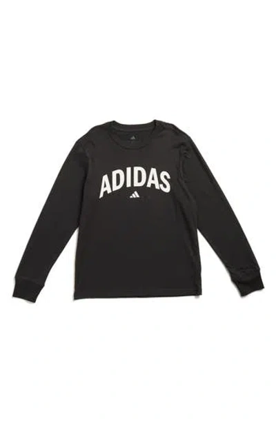 Adidas Originals Adidas Kids' Long Sleeve Logo Graphic Tee In Black