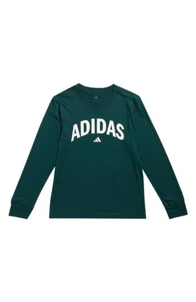 Adidas Originals Adidas Kids' Long Sleeve Logo Graphic Tee In Green