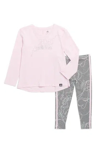 Adidas Originals Adidas Kids' Long Sleeve Swing T-shirt & Leggings Set In Orchid Fusion