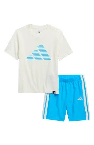 Adidas Originals Adidas Kids' Performance Graphic T-shirt & Shorts Set In Blue