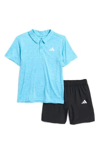 Adidas Originals Adidas Kids' Polo & Shorts Set In Bright Cyan Heather