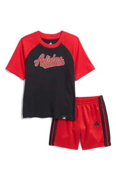 Adidas Originals Adidas Kids' Raglan Graphic T-shirt & Shorts Set In Black
