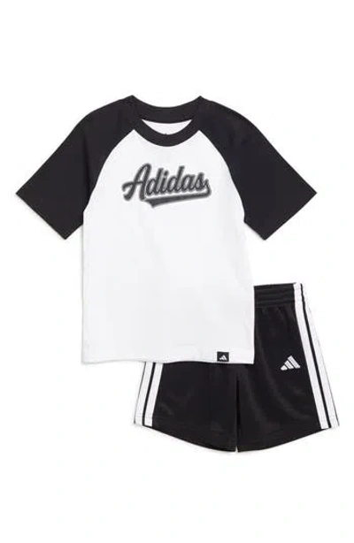 Adidas Originals Adidas Kids' Raglan Graphic T-shirt & Shorts Set In White