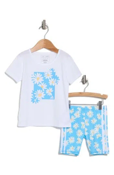 Adidas Originals Adidas Kids' Rainbow T-shirt & Bike Shorts Set In White W/blue