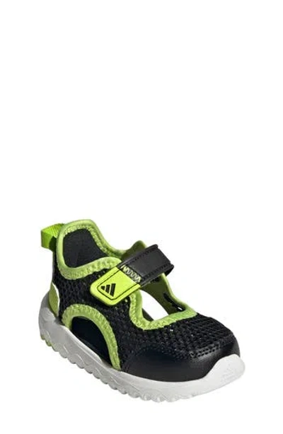 Adidas Originals Adidas Kids' Summerflex Sandal In Black/solar Slime/white