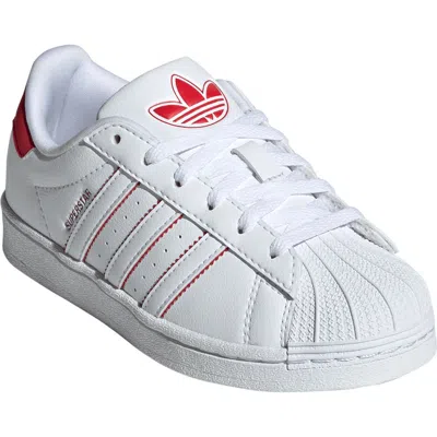 Adidas Originals Adidas Kids' Superstar Sneaker In White/scarlet/white