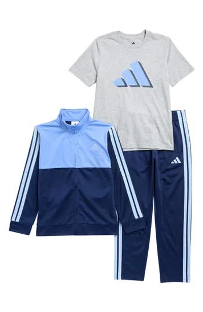 Adidas Originals Adidas Kids' T-shirt, Tricot Jacket & Joggers Set In Blue