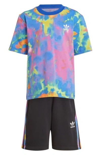 Adidas Originals Adidas Kids' Tie Dye T-shirt & Shorts Set In Black/multicolor