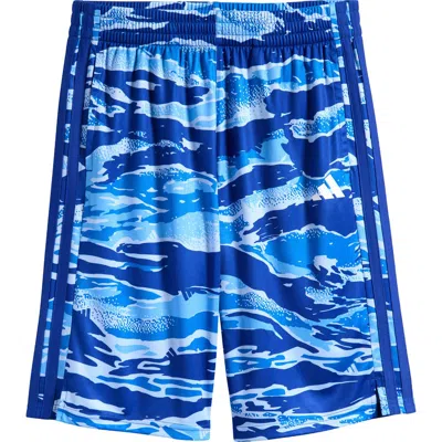 Adidas Originals Adidas Kids' Tiger Camo 3-stripes Shorts In Brite Blue