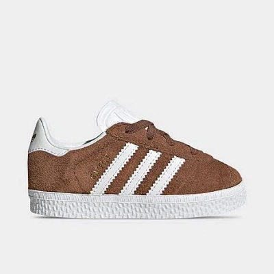 Adidas Originals Babies' Adidas Kids' Toddler Originals Gazelle Stretch Lace Casual Shoes In Preloved Brown/white/gold Metallic