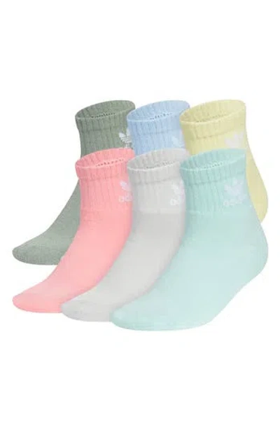 Adidas Originals Adidas Kids' Trefoil Assorted 6-pack Quarter Socks In Multi