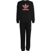 Adidas Originals Adidas Kids' Trefoil Crewneck Sweatshirt & Joggers Set In Black
